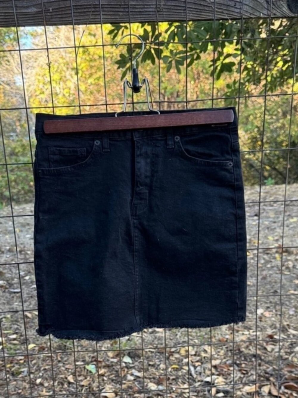 Nasty Gal Black Denim Mini Skirt Raw Hem Womens US Size 4